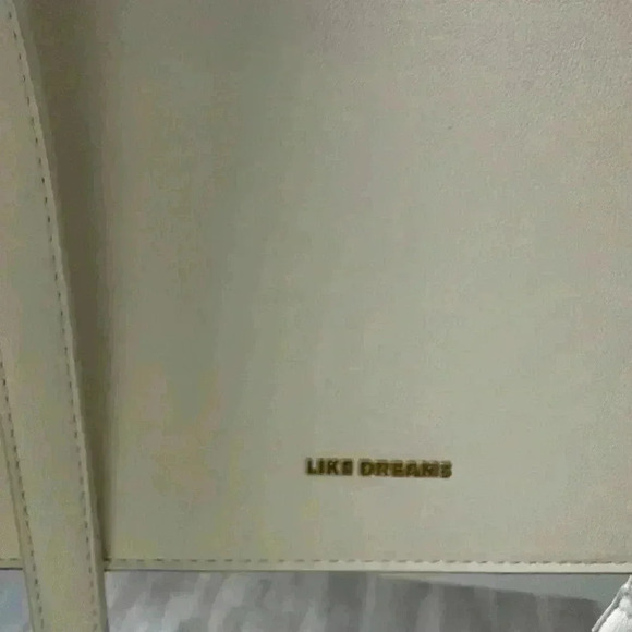 Like dream bamboo handle cross body strap handbag white and beige leather - Picture 7 of 7